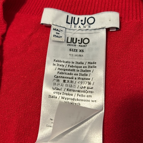 Liu Jo Jeans red sweater made in Italy with cut out and jewel embroidery, XS - Picture 3 of 6